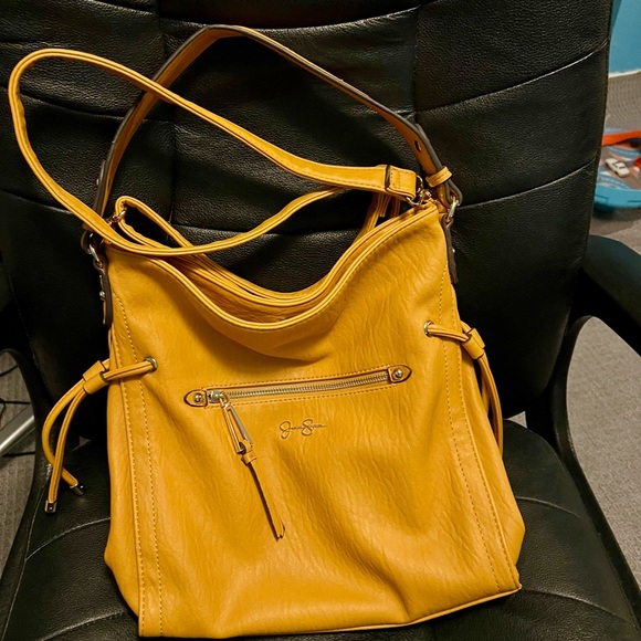 Handbags - Vibrant Yellow Slouchy Shoulder Bag with Ruched Details by Jessica Simpson.